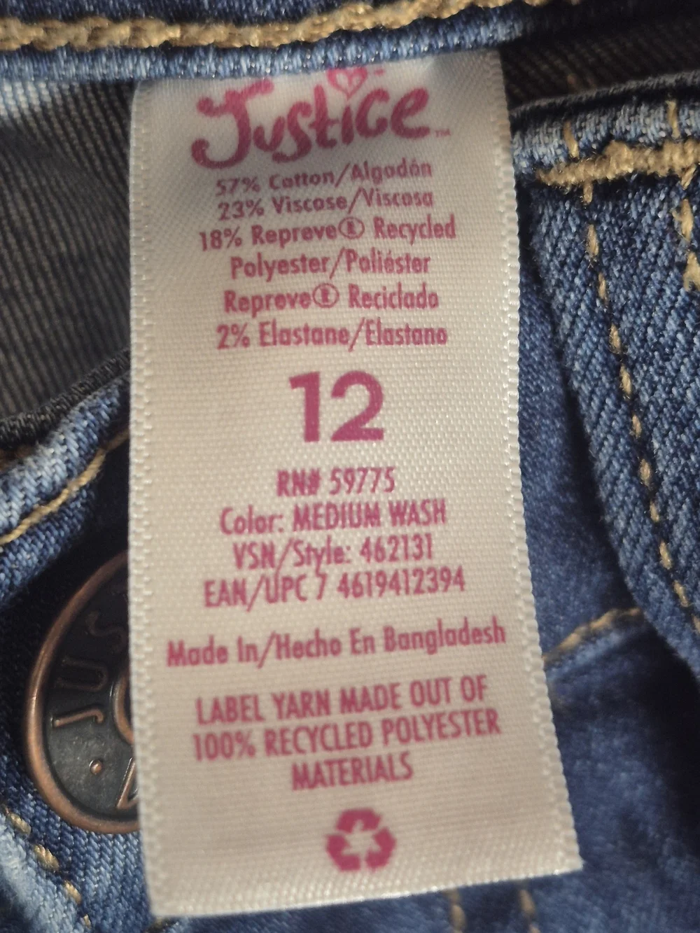 Girls Dark Blue Distressed Jeans with Plaid Patchwork